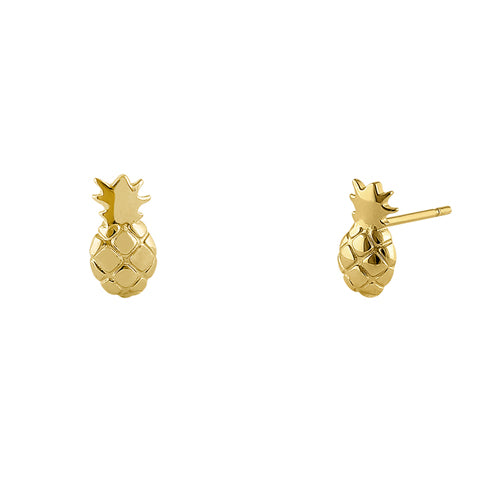 Solid 14K Yellow Gold Pineapple Earrings