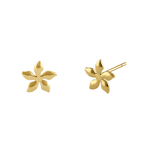 Solid 14K Yellow Gold Pinwheel Flower Earrings