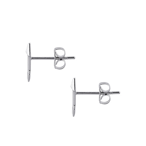 Solid 14K White Gold Trendy Arrow Earrings