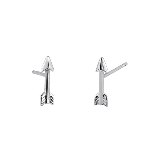 Solid 14K White Gold Trendy Arrow Earrings