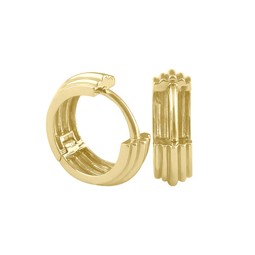 Solid 14K Gold Chunky Layered Hoop Earrings