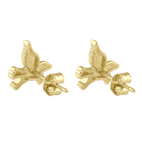 Solid 14K Gold Flying Dove Earrings