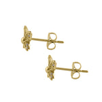 Solid 14K Yellow Gold Simple Flower Butterfly CZ Earrings