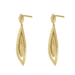 Solid 14K Yellow Gold Dangle Drop CZ Earrings