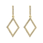 Solid 14K Yellow Gold Dangle Diamond CZ Earrings
