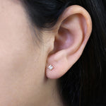 Solid 14K Yellow Gold 3.5MM Round CZ Earrings