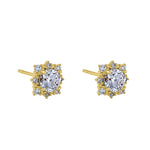 Solid 14K Yellow Gold Vintage Clear Round CZ Earrings