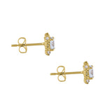 Solid 14K Yellow Gold Vintage Clear Round CZ Earrings