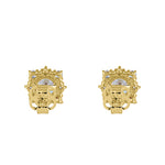 Solid 14K Yellow Gold Vintage Clear Round CZ Earrings