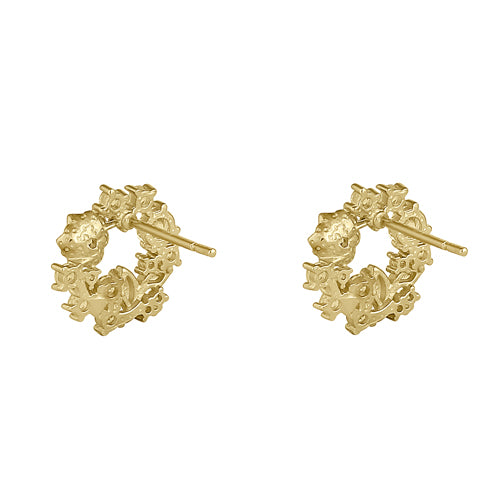 Solid 14K Gold Timeless Rose with Clear CZ Earrings