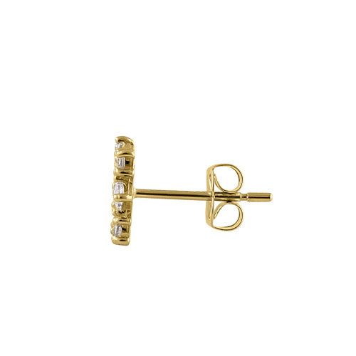 Solid 14K Yellow Gold Squared CZ Earrings