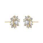 Solid 14K Gold Dazzling Snowflake CZ Earrings