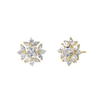 Solid 14K Gold Dazzling Snowflake CZ Earrings