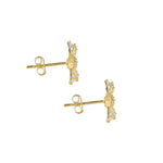 Solid 14K Gold 6-Petal Flower CZ Earrings