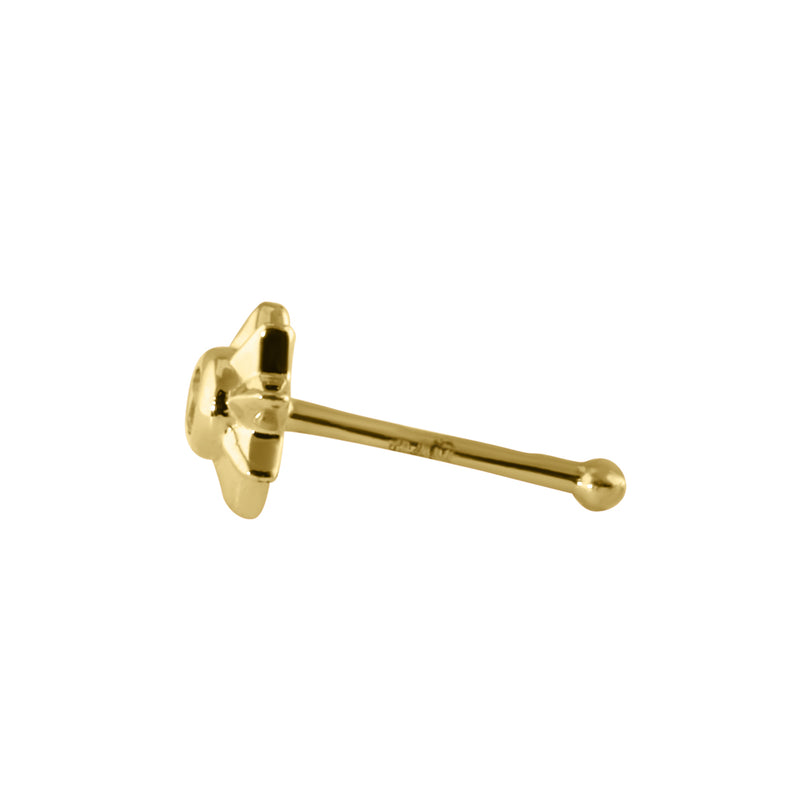 Solid 14K Gold Sun CZ Nose Stud