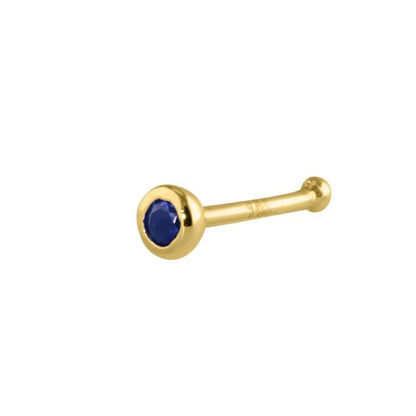 Solid 14K Gold Sapphire CZ Nose Stud