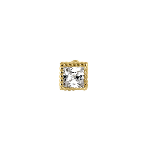 Solid 14K Gold 2.0mm Princess CZ Nose Stud