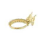 Solid 14K Gold CZ Butterfly Belly Button Hoop Ring