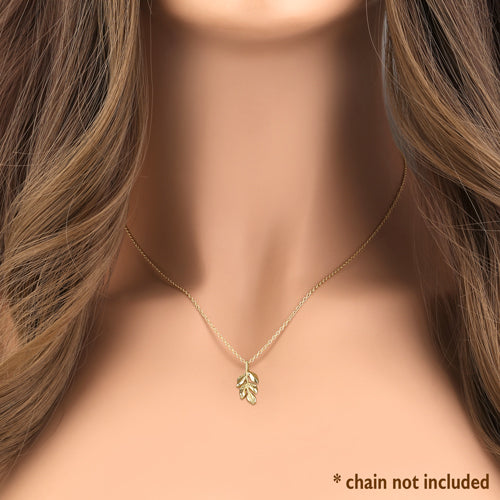 Solid 14K Yellow Gold Branch Pendant