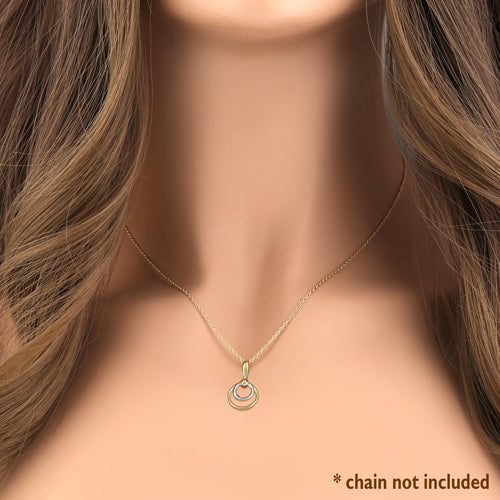 Solid 14K White Gold Circles Pendant