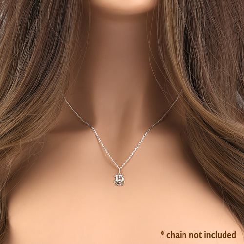 Solid 14K Triple Tone Gold Sweet 15 Pendant