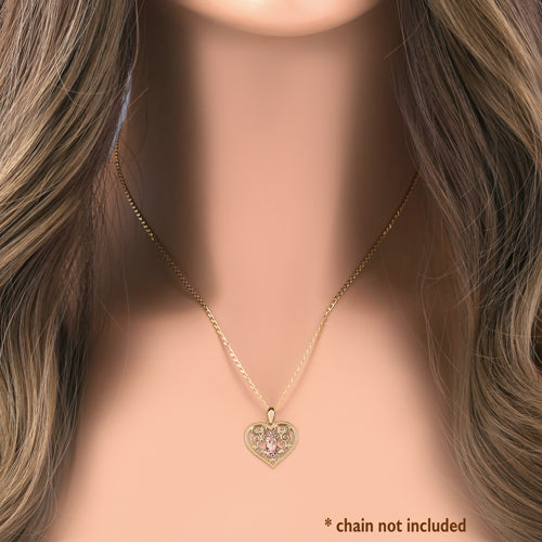 Solid 14K Yellow Gold Virgin Mary Heart Pendant