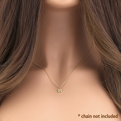 Solid 14K Gold B Initial Pendant