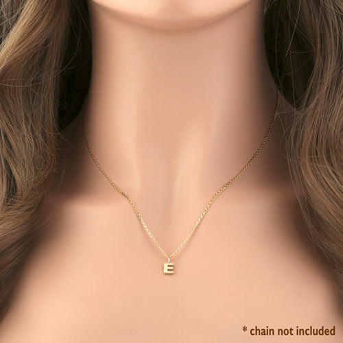 Solid 14K Gold E Initial Pendant