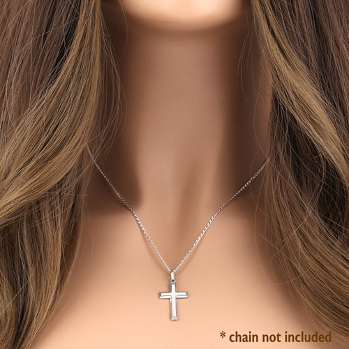 Solid 14K White Gold Bold Cross Pendant