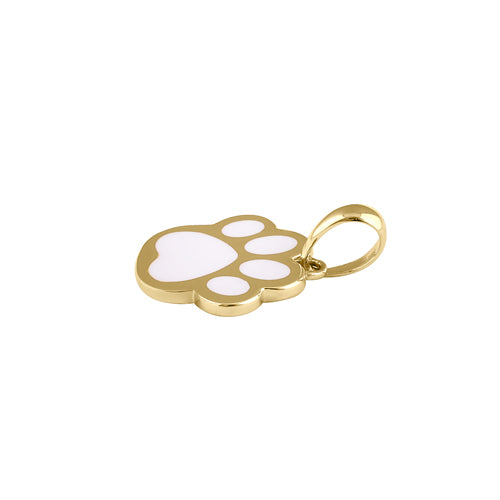 Solid 14K Gold White Paw Pendant