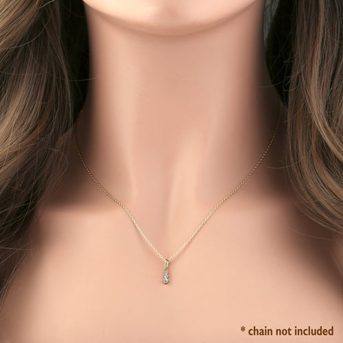 Solid 14K Yellow Gold Triple Round Clear CZ Pendant