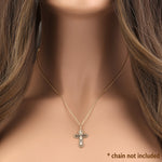 Solid 14K Yellow Gold Antique Diamond Cut Cross Pendant