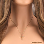Solid 14K Yellow Gold Twist Cross CZ Pendant