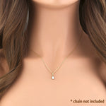 Solid 14K Yellow Gold White Opal and Clear CZ Oval Pendant