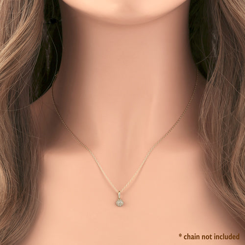 Solid 14K Yellow Gold CZ Half Ball Pendant