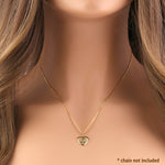 Solid 14K Yellow Gold Filigree Heart CZ Pendant