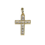 Solid 14k Gold Shimmer Cross CZ Pendant