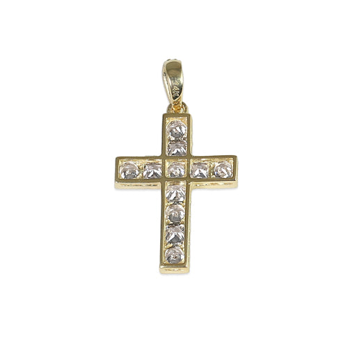 Solid 14k Gold Shimmer Cross CZ Pendant