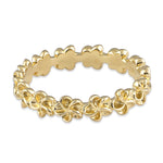 Solid 14K Gold Plumeria Eternity Band Ring