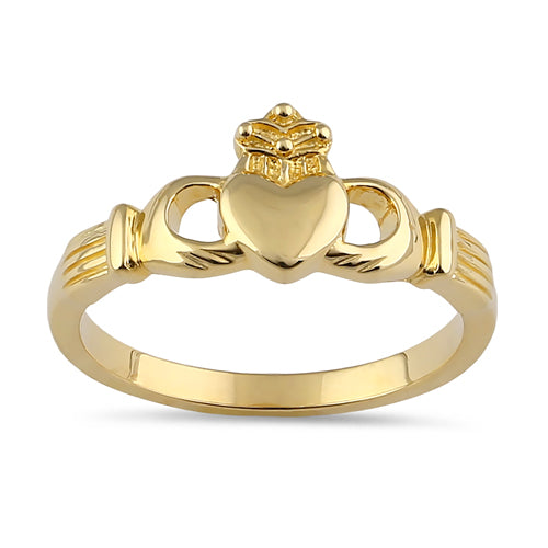 Solid 14K Gold Plain Claddagh Ring