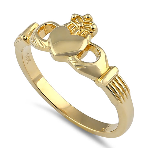Solid 14K Gold Plain Claddagh Ring