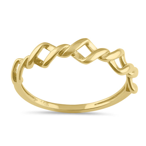 Solid 14K Gold Twisted Rope Ring