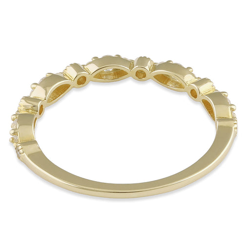 Solid 14K Yellow Gold Thin Elegant Round Clear CZ Ring