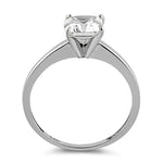 Solid 14K White Gold Asscher 6.5mm Clear CZ Engagement Ring