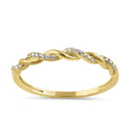 Solid 14K Gold Half Eternity CZ Rope Twist Ring