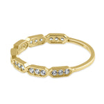 Solid 14K Gold Half Eternity Elongated Hexagon CZ Ring