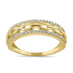 Solid 14K Gold Trendy Chain CZ Ring