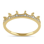 Solid 14K Gold Dainty Crown CZ Ring