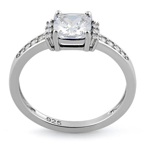 Sterling Silver Cushion Clear CZ Ring