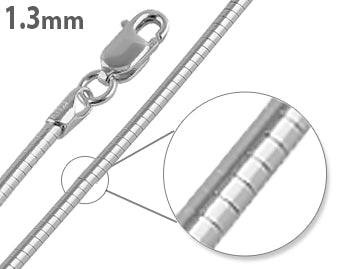 Sterling Silver Wired Round Omega Chains 1.3MM